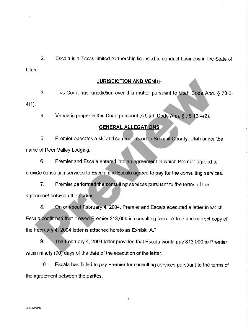 Get A01 Complaint - Breach of Service Contract regarding Consulting Preview A01 Complaint - Breach of Service Contract regarding Consulting