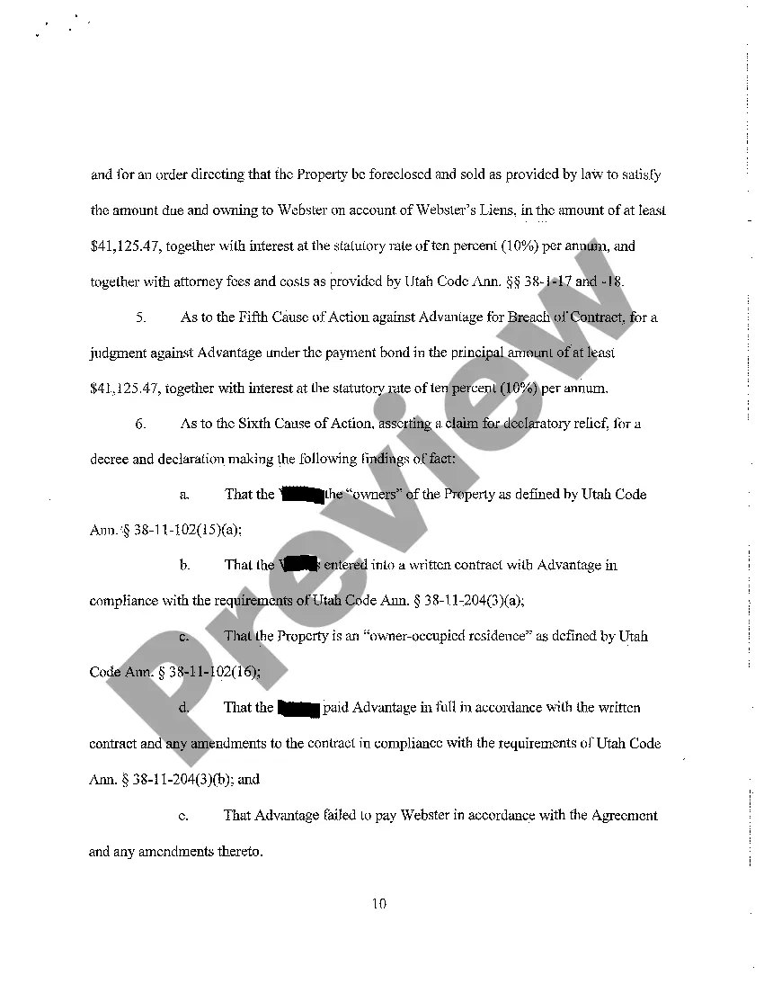 Preview A03 Amended Complaint - Unjust Enrichment, Failure to Obtain Payment Bond, Foreclosure of Lien