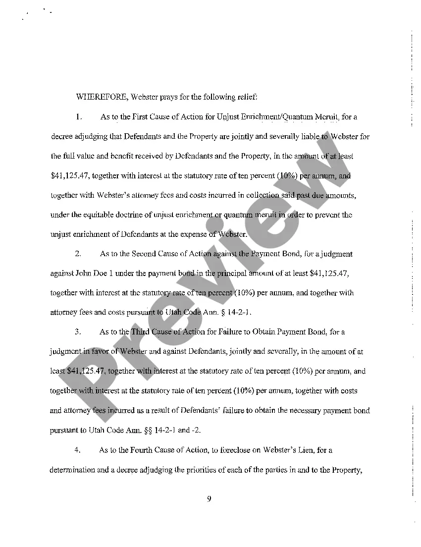 Preview A03 Amended Complaint - Unjust Enrichment, Failure to Obtain Payment Bond, Foreclosure of Lien
