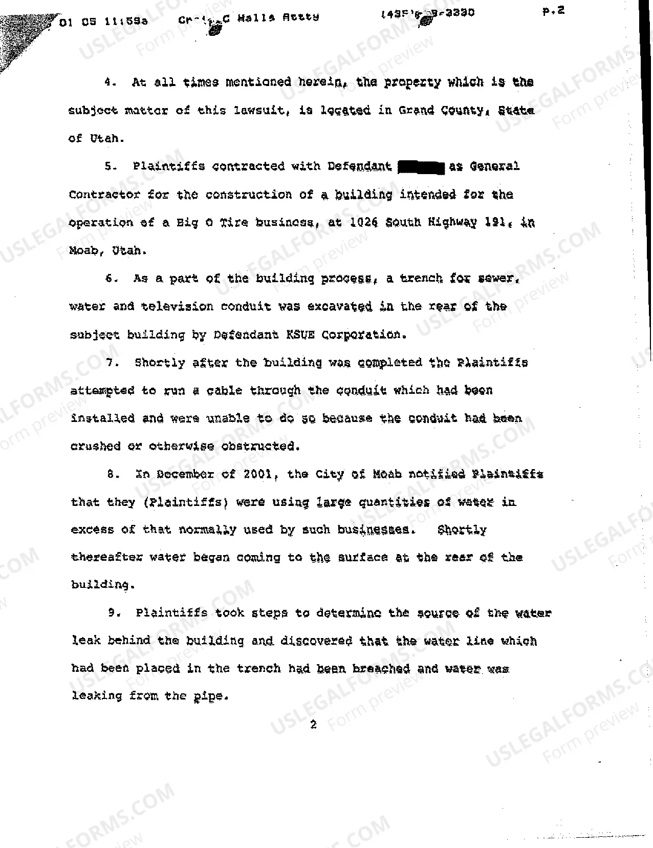 Preview A01 Amended Verified Complaint - Negligent Construction of Sewer Line and Television Conduit