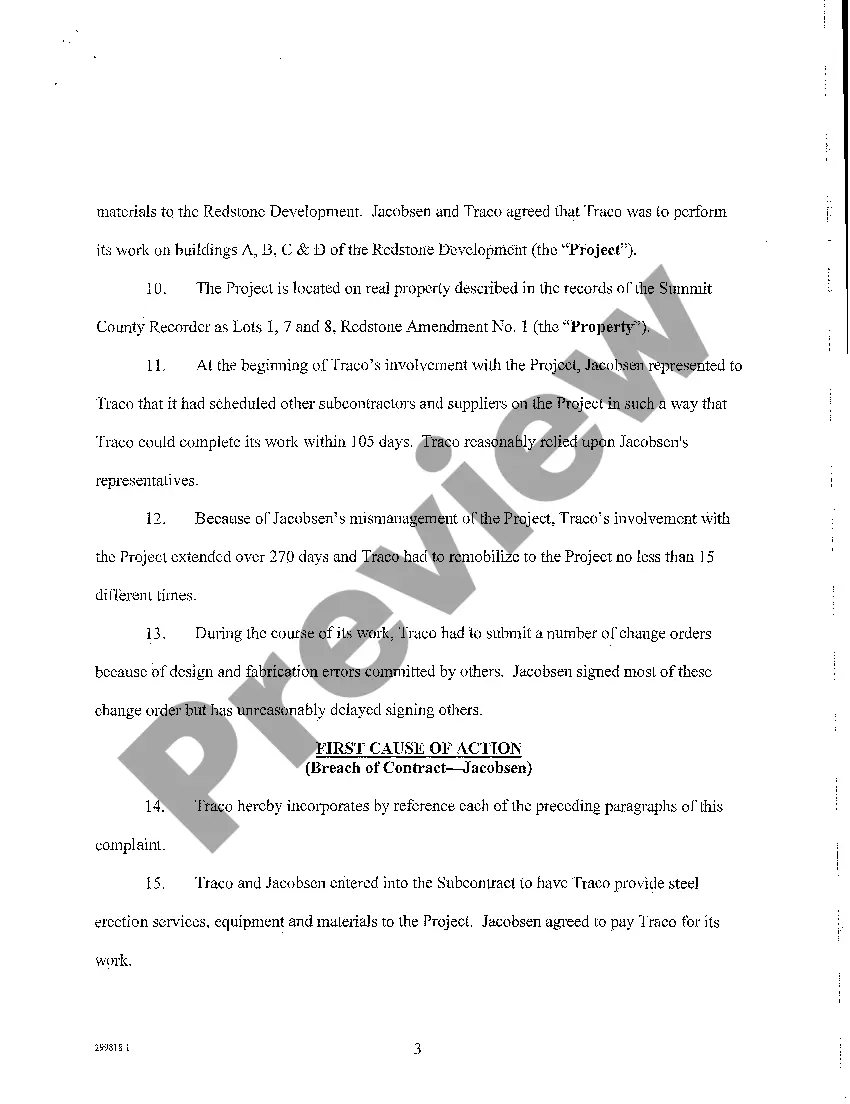 Get A01 Complaint - Breach of Contract, Prompt Payment Act, Unjust Enrichment, Foreclosure of Mechanic's Lien, Failure to Obtain Payment Bond Preview A01 Complaint - Breach of Contract, Prompt Payment Act, Unjust Enrichment, Foreclosure of Mechanic's Lien, Failure to Obtain Payment Bond