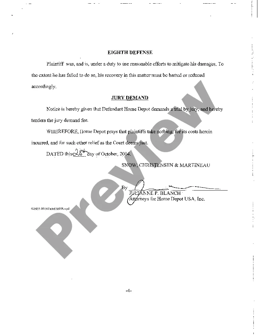 Preview A02 Answer to Complaint and Jury Demand