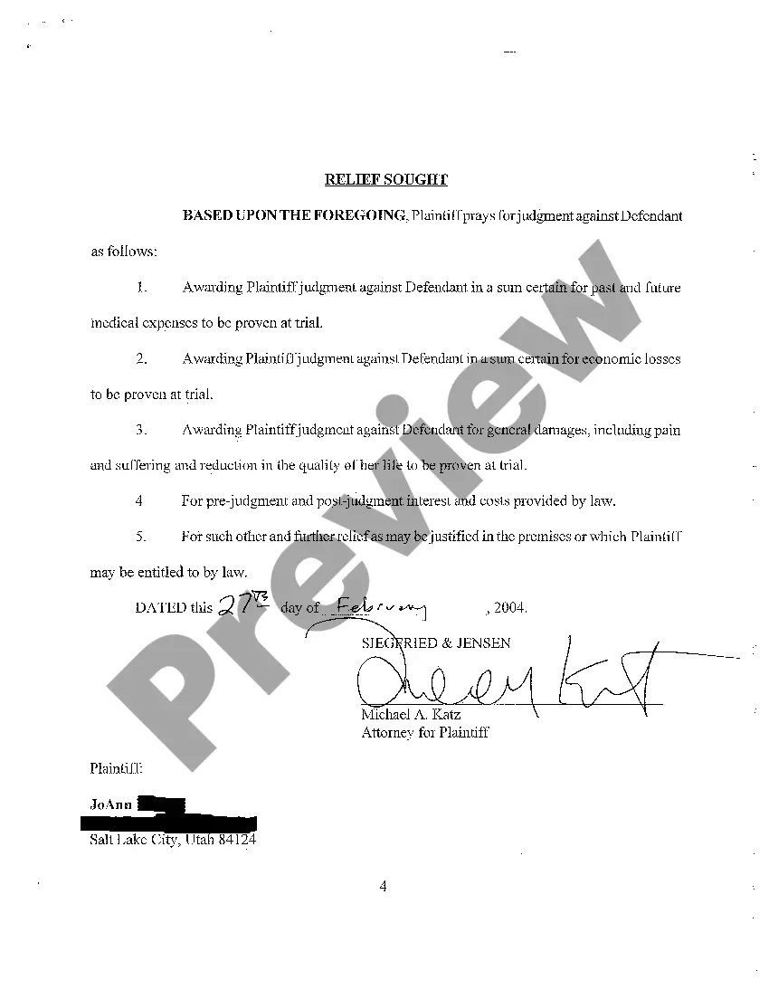 Get A01 Complaint - Injuries from Broken Chair, Negligence of Lodge to Make Premises Safe Preview A01 Complaint - Injuries from Broken Chair, Negligence of Lodge to Make Premises Safe