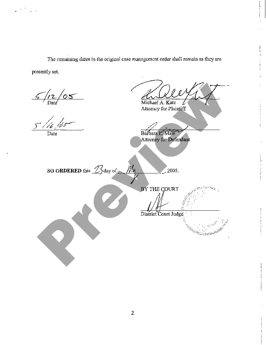 Preview A04 Stipulation and Order to Amend Case Management Order