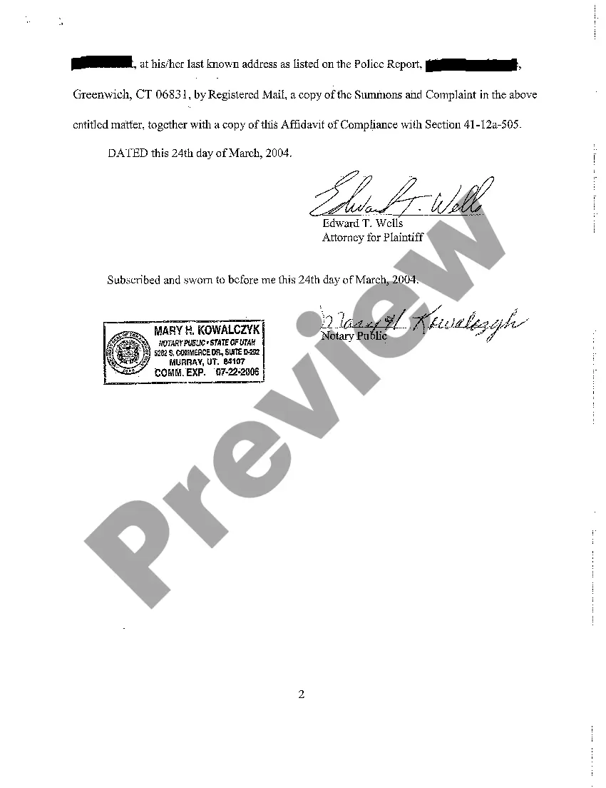 Preview A02 Affidavit of Compliance with Utah Code