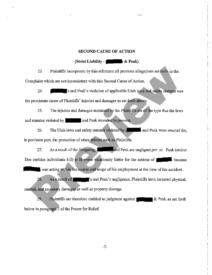 Preview A01 Complaint - Rear-End Collision, Negligent Operation of Motor Vehicle Resulting in Personal Injury