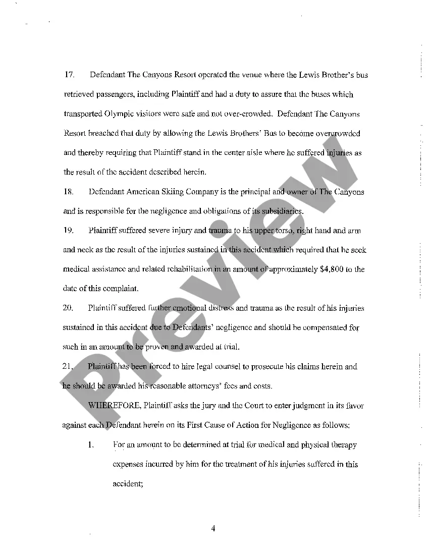 Preview A01 Complaint regarding Injury to Bus Passenger during collision with vehicle