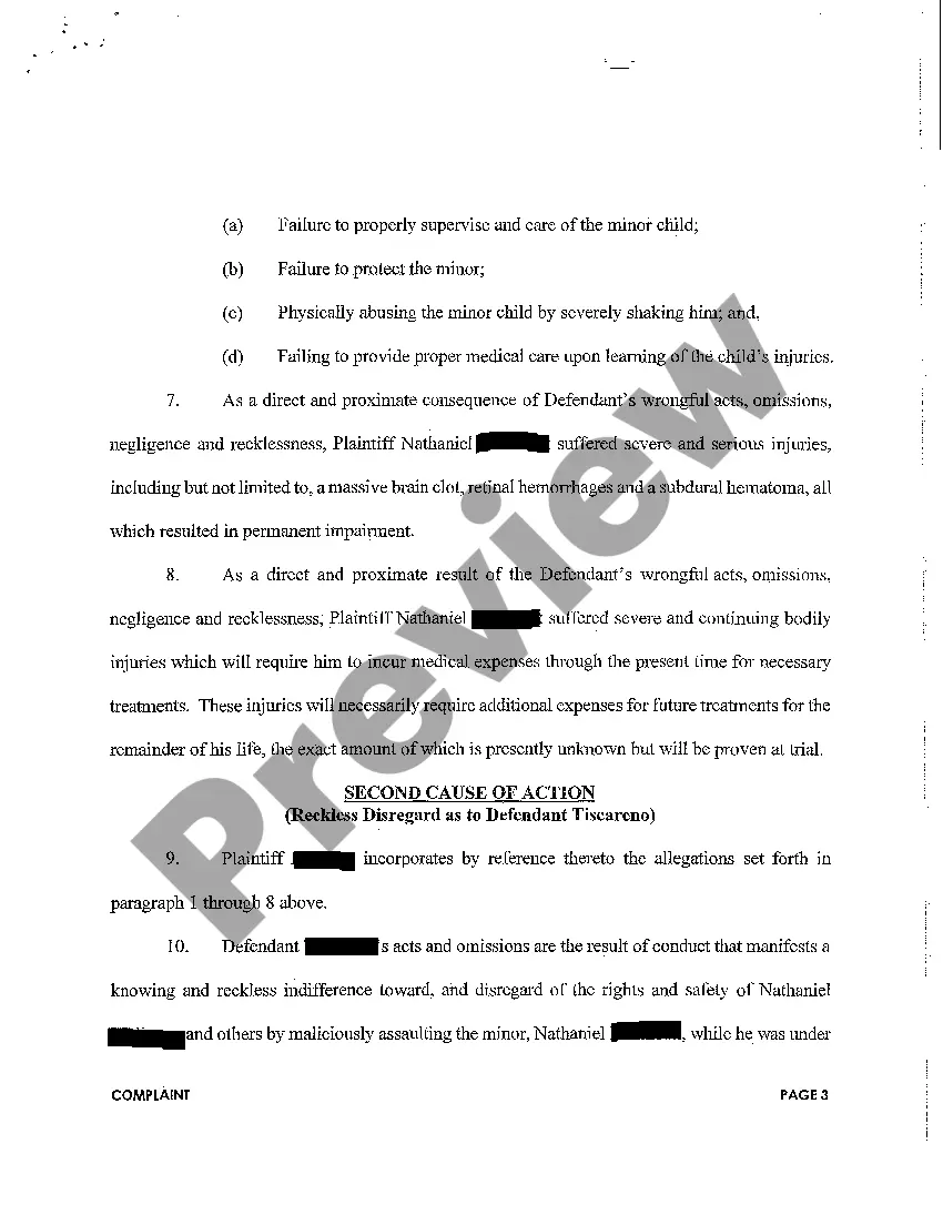 Get A01 Complaint regarding injury to child shaken by daycare provider Preview A01 Complaint regarding injury to child shaken by daycare provider