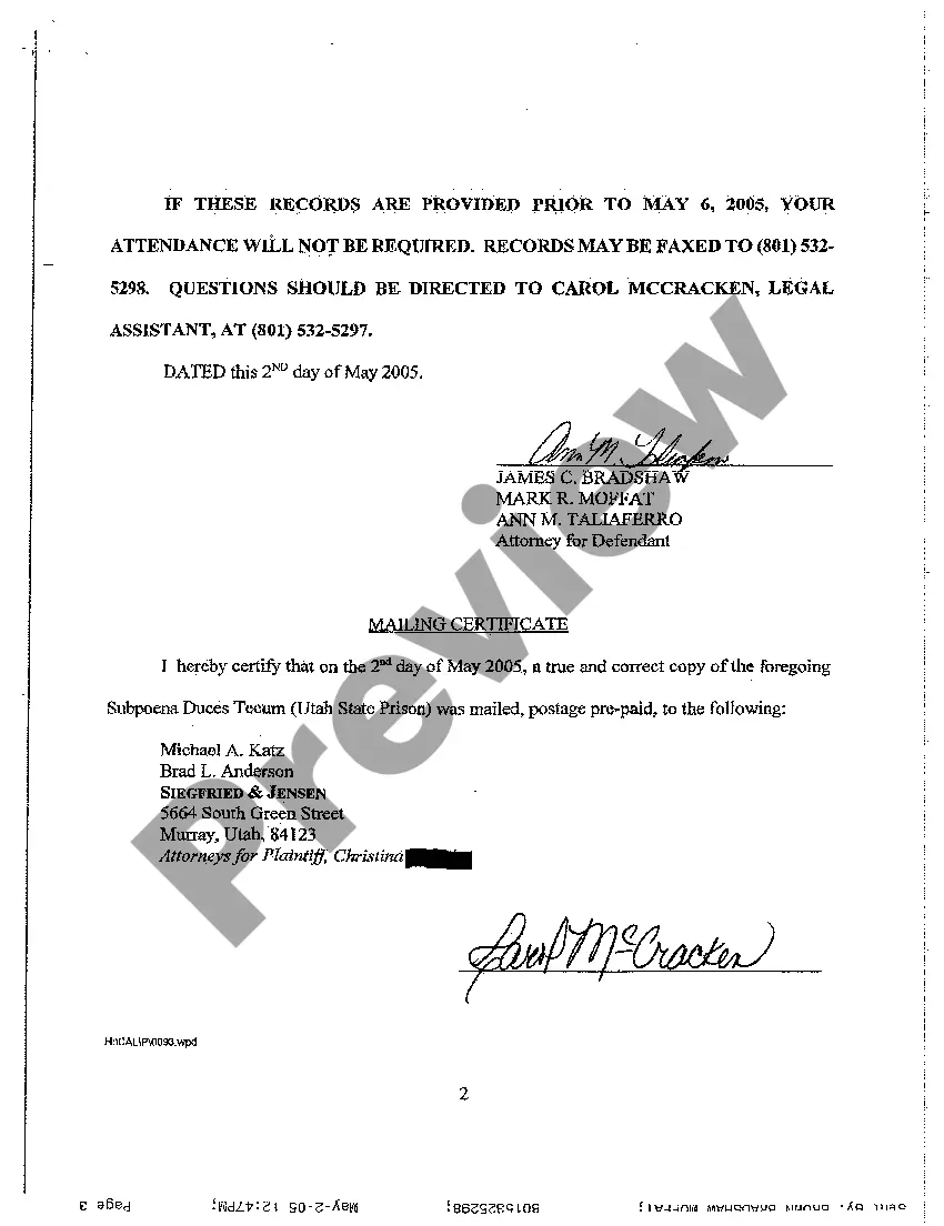 Preview A03 Subpoena Duces Tecum