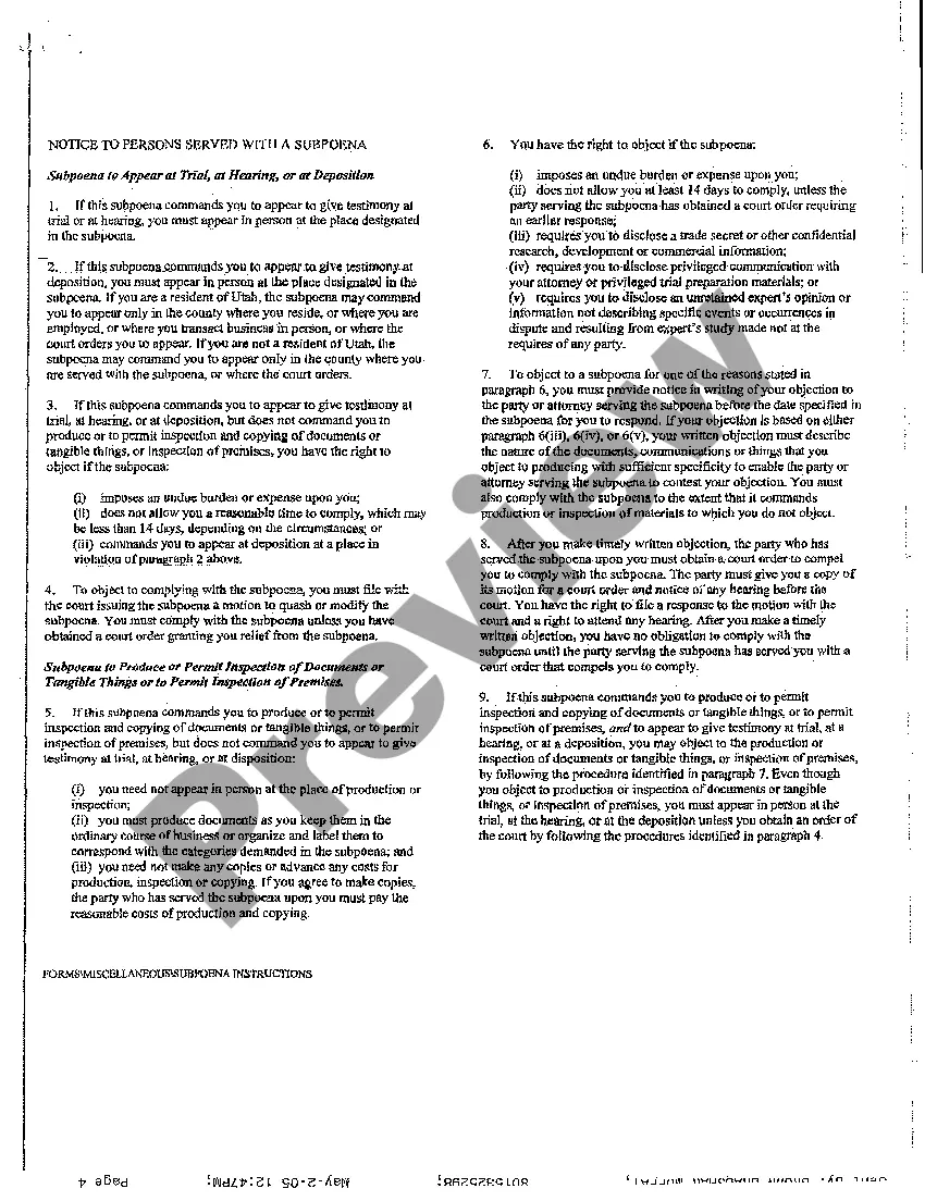 Preview A03 Subpoena Duces Tecum