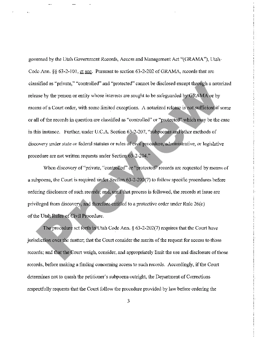 Preview A06 Memorandum in Support of Motion to Quash or Modify Subpoena