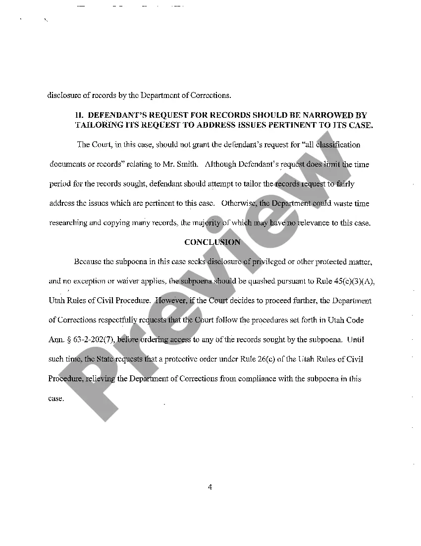 Preview A06 Memorandum in Support of Motion to Quash or Modify Subpoena