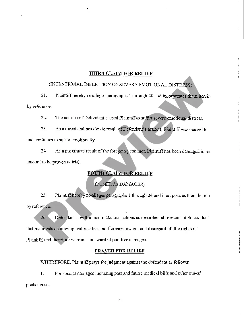 Preview A01 Complaint and Jury Demand - Assault and Battery in fist fight