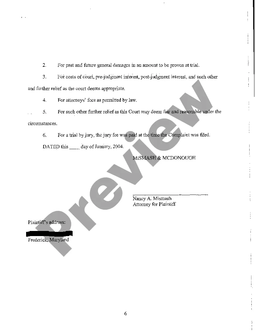 Preview A01 Complaint and Jury Demand - Assault and Battery in fist fight