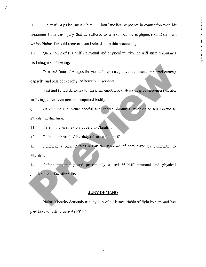 Preview A01 Complaint regarding Injuries sustained in skiing collision