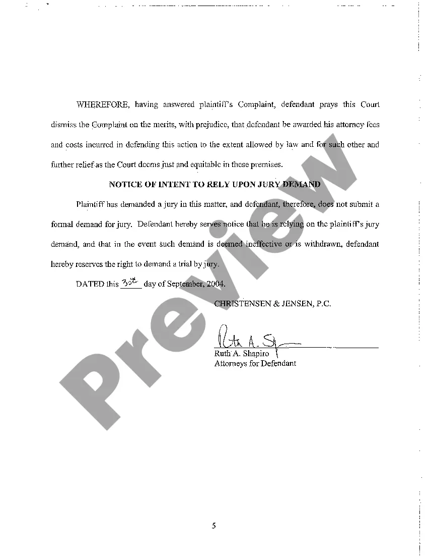 Preview A02 Answer and Reliance Upon Jury Demand