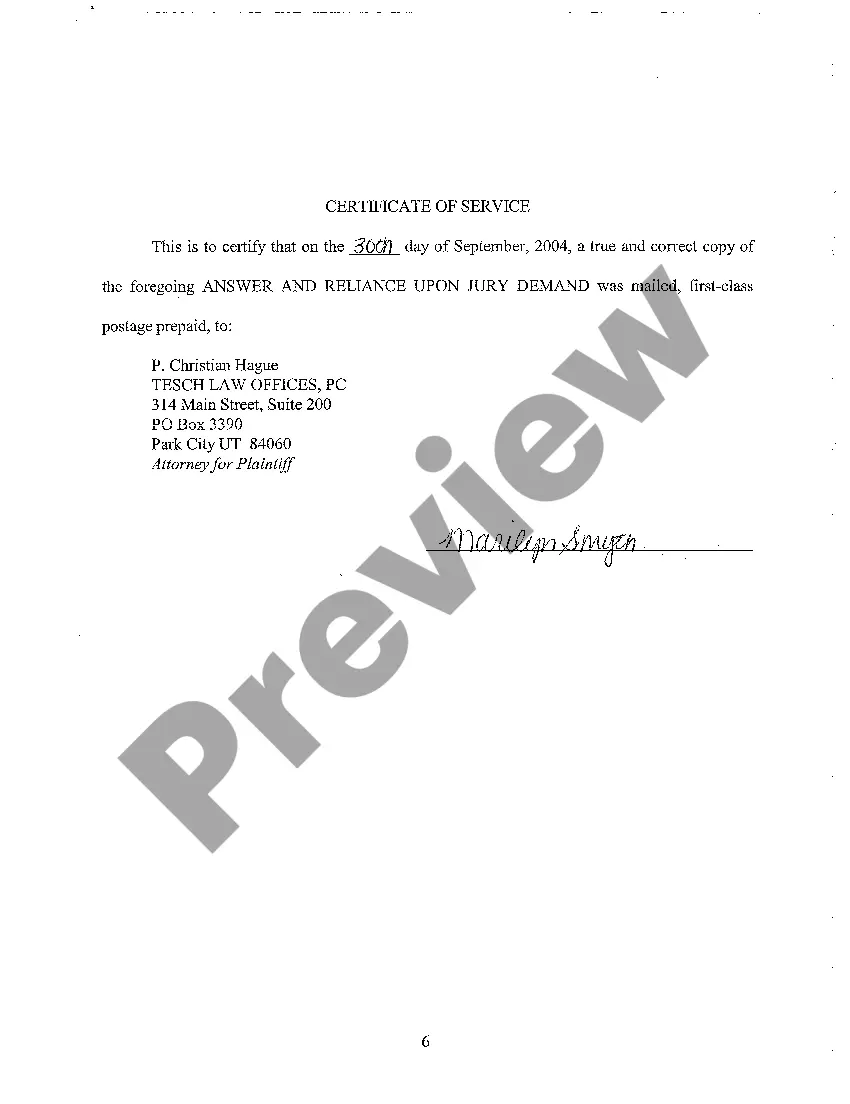 Preview A02 Answer and Reliance Upon Jury Demand