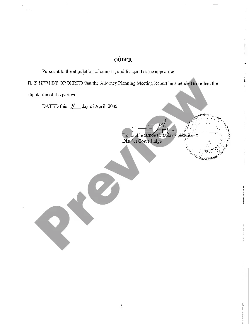 Preview A05 Amended Attorney Planning Meeting Report and Proposed Order