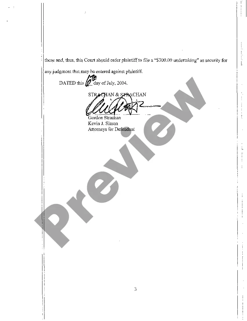 Get A04 Memorandum in Support of Motion for Order Requiring Nonresident Bond Preview A04 Memorandum in Support of Motion for Order Requiring Nonresident Bond