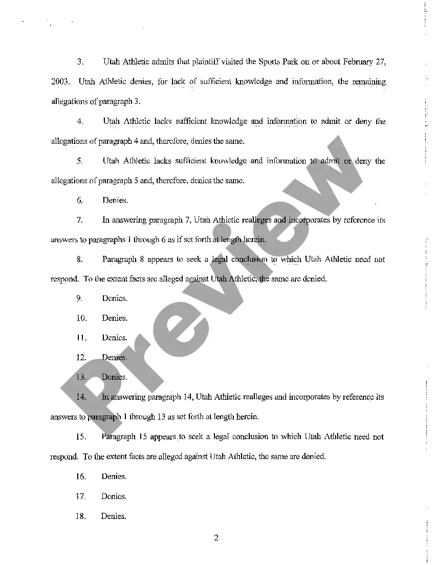 Preview A01 Answer of Utah Athletic Foundation and Reliance Upon Jury Demand