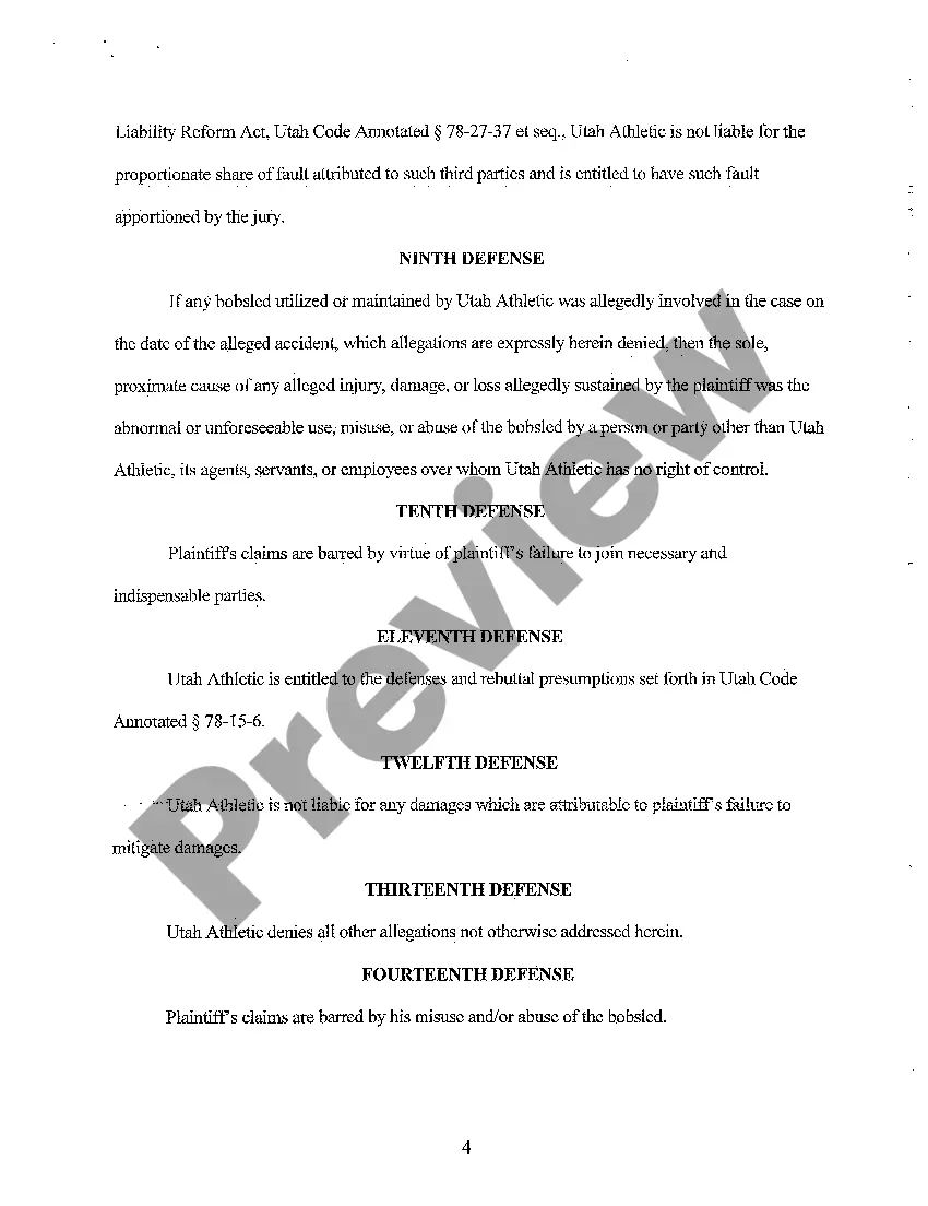 Preview A01 Answer of Utah Athletic Foundation and Reliance Upon Jury Demand
