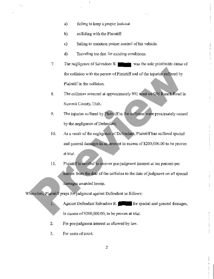 Get A01 Complaint By Insurance Company in Subrogation Against Negligent Driver Preview A01 Complaint By Insurance Company in Subrogation Against Negligent Driver