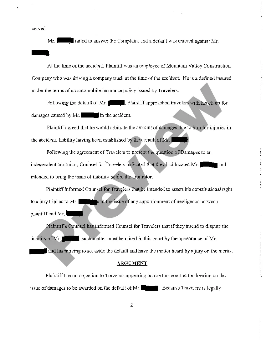 Preview A05 Plaintiff's Memorandum in Response to Motion of Travelers Property Casualty Insurance Company