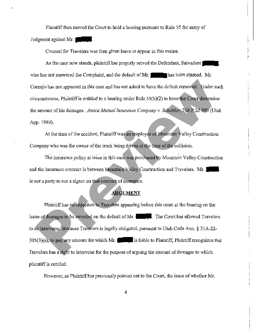 Preview A06 Memorandum in Opposition to Plaintiff's Motion to Bind Travelers To Default Alternative Motion to Set Aside Default