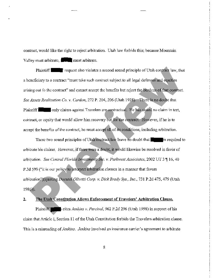 Preview A11 Reply in Memorandum in Support to Travelers' Motion for Arbitration