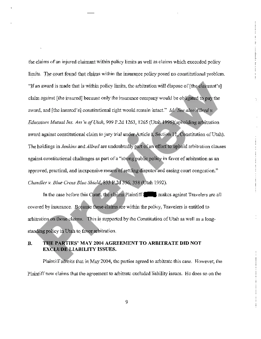 Preview A11 Reply in Memorandum in Support to Travelers' Motion for Arbitration