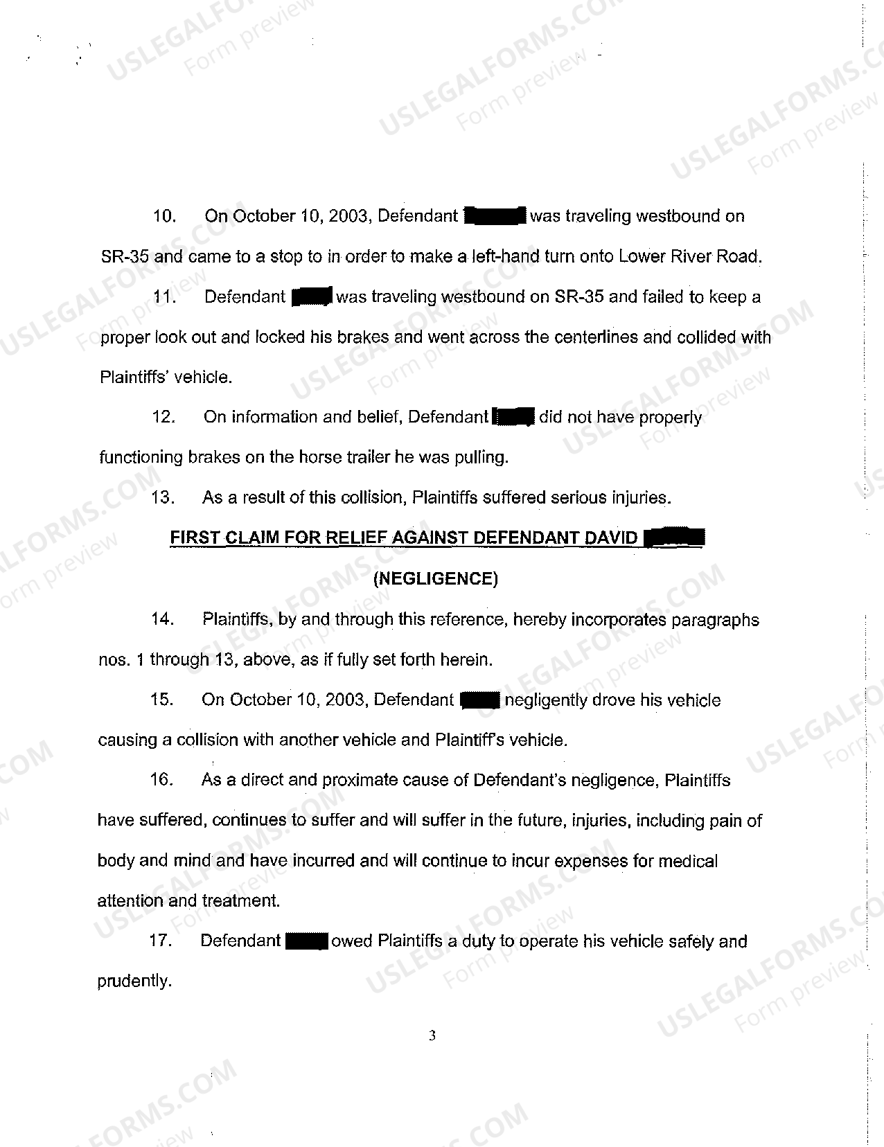 Salt Lake Utah Complaint and Jury Demand TwoCar Collision