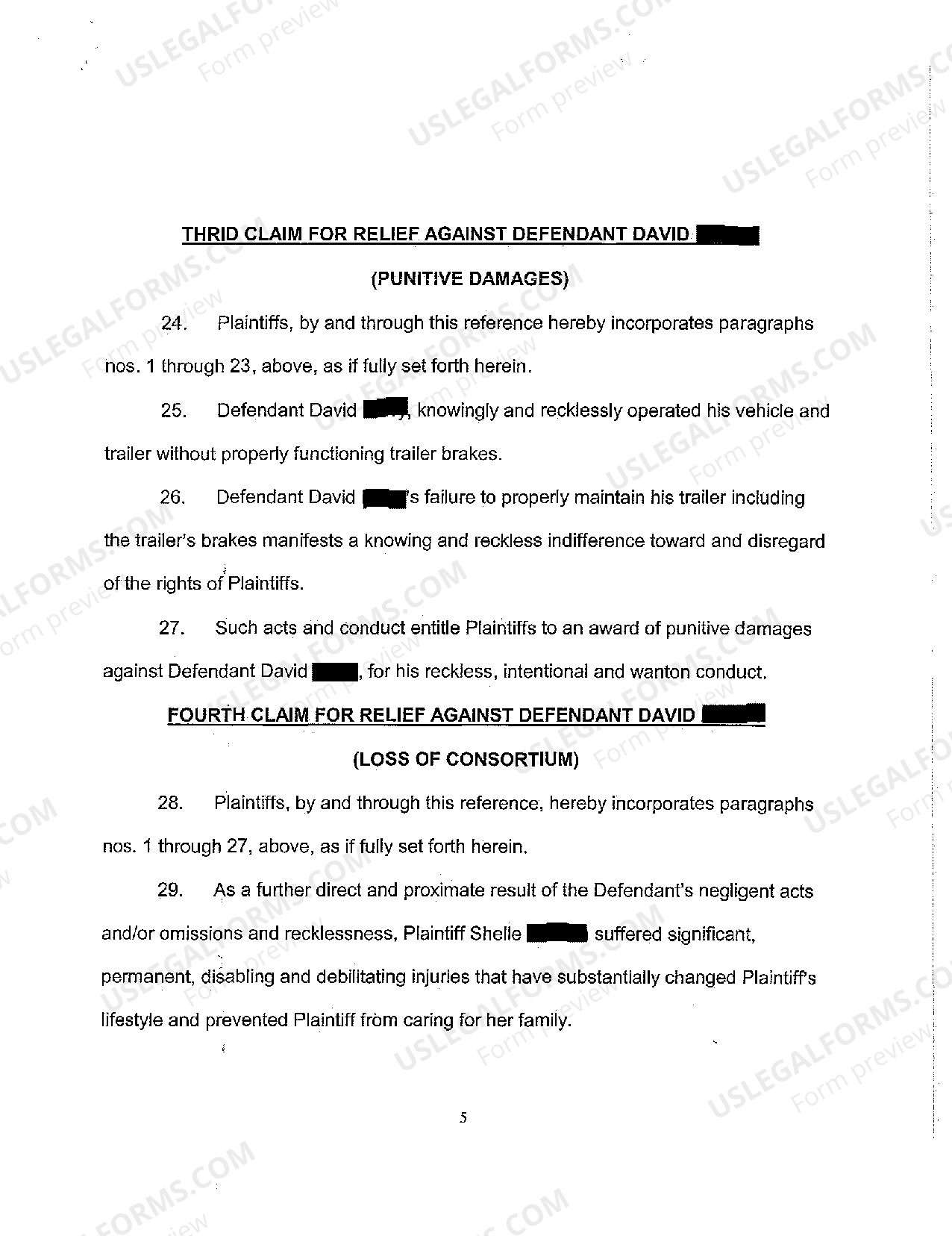 Utah Complaint and Jury Demand TwoCar Collision, Loss of Consortium