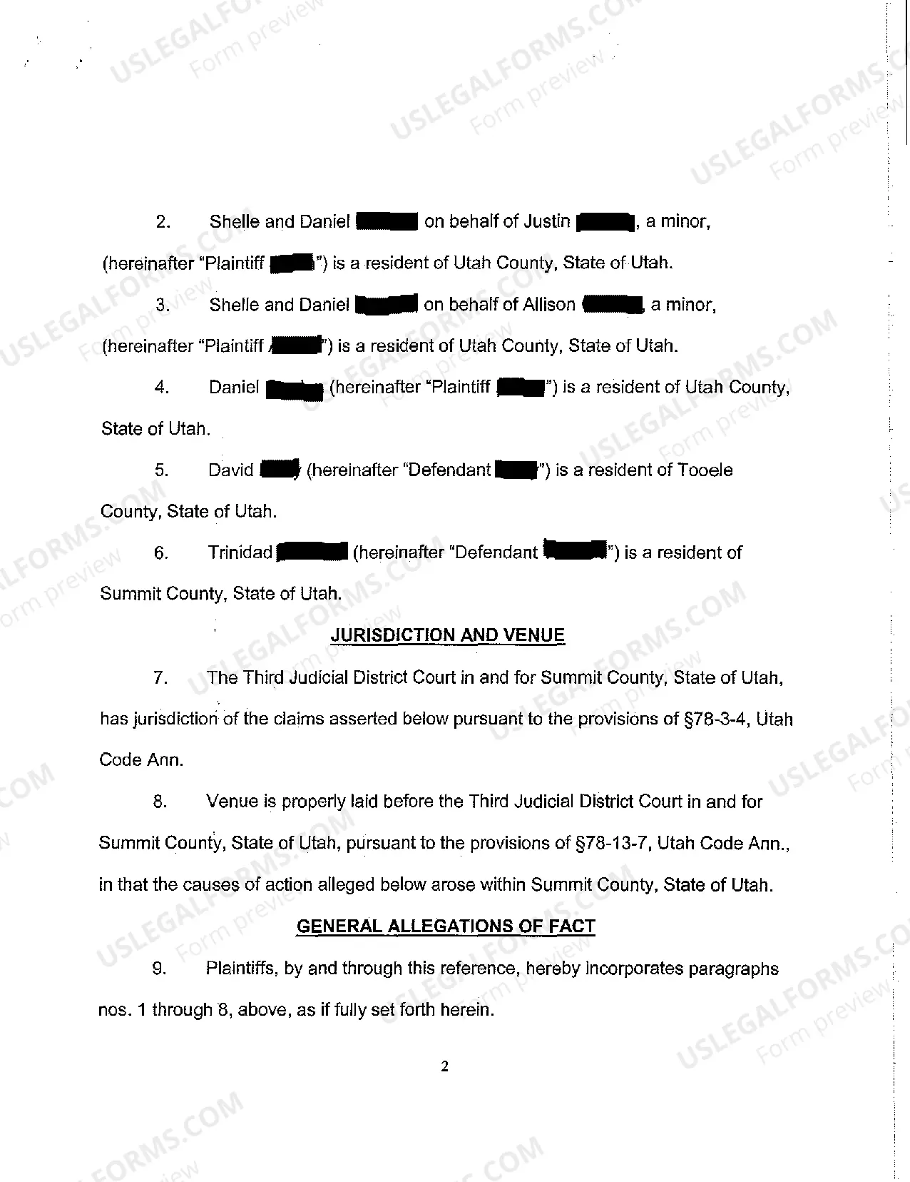 Preview A01 Complaint and Jury Demand - Two-Car Collision, Loss of Consortium Claim