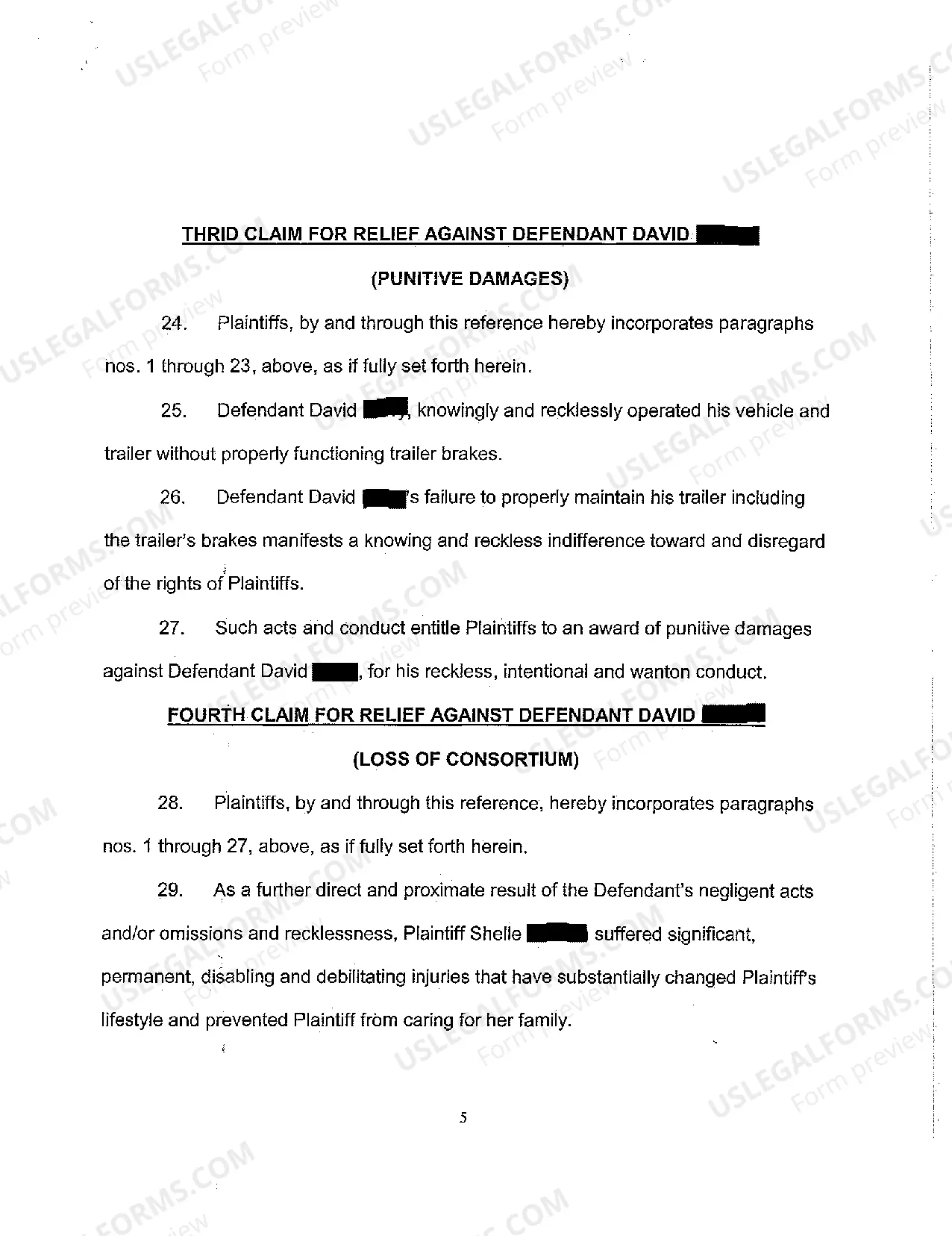 Preview A01 Complaint and Jury Demand - Two-Car Collision, Loss of Consortium Claim