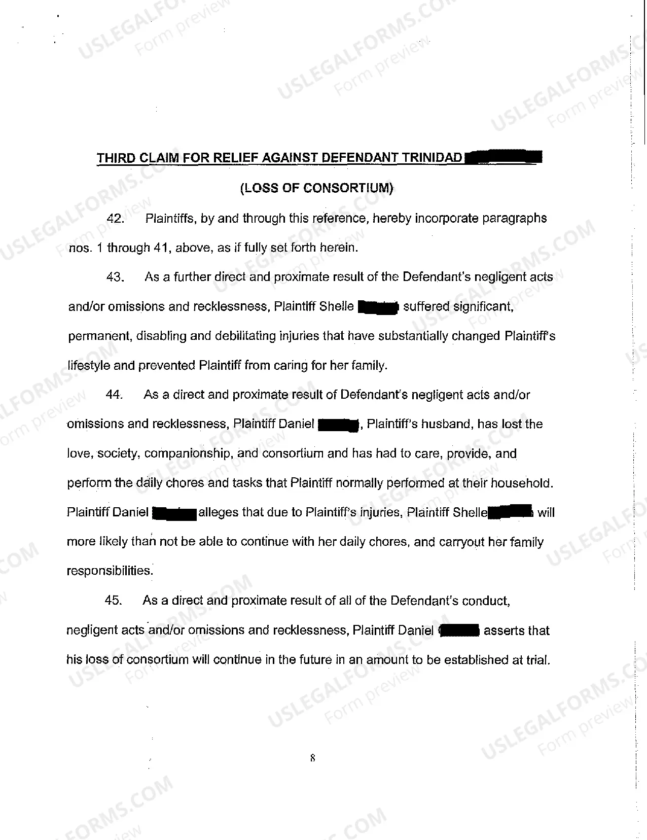 Preview A01 Complaint and Jury Demand - Two-Car Collision, Loss of Consortium Claim