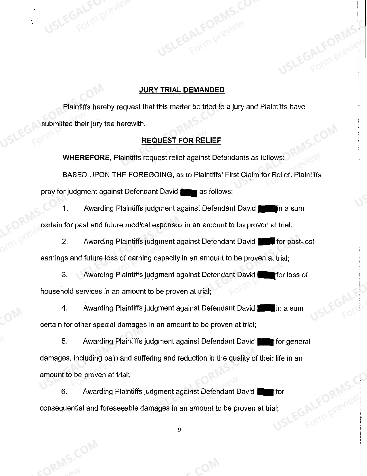 Preview A01 Complaint and Jury Demand - Two-Car Collision, Loss of Consortium Claim