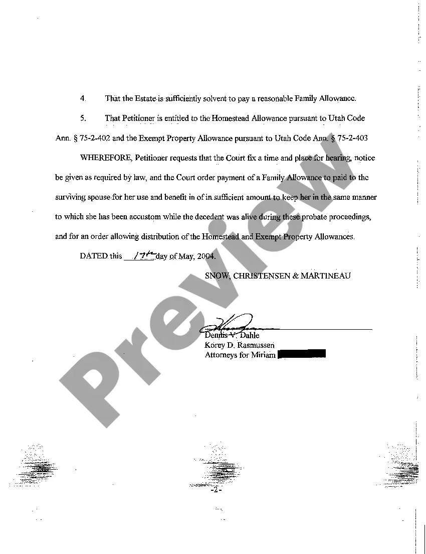 Get A15 Petition for Homestead Exempt Property and Family Allowances Preview A15 Petition for Homestead Exempt Property and Family Allowances