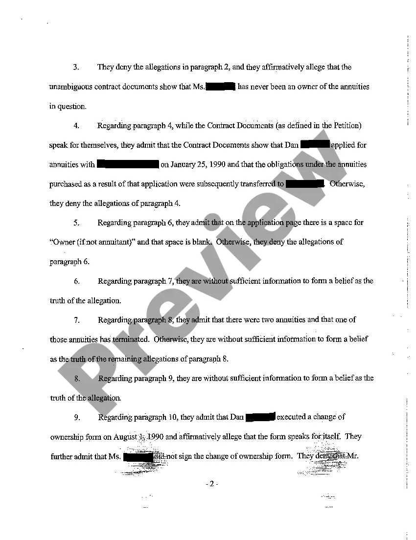 Get A16 Answer to Petition for Declaratory Judgment - Counterclaim for Declaratory Judgment Preview A16 Answer to Petition for Declaratory Judgment - Counterclaim for Declaratory Judgment