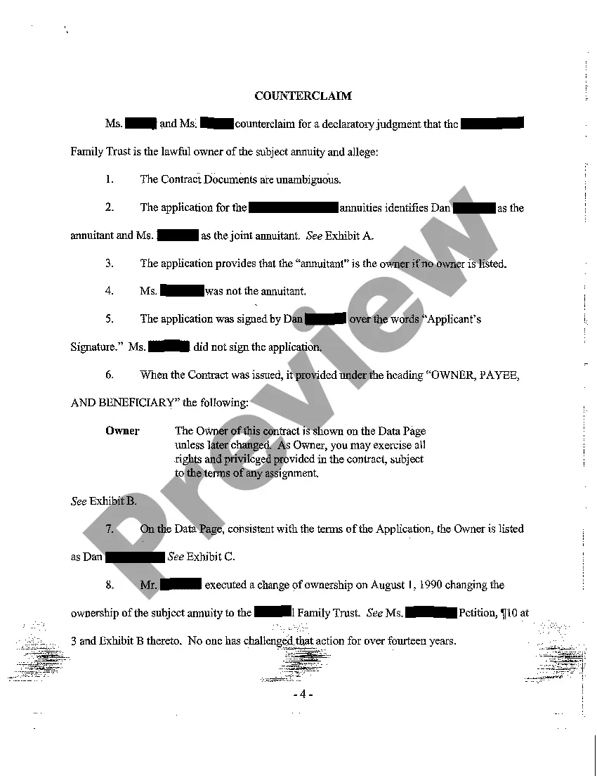 Get A16 Answer to Petition for Declaratory Judgment - Counterclaim for Declaratory Judgment Preview A16 Answer to Petition for Declaratory Judgment - Counterclaim for Declaratory Judgment