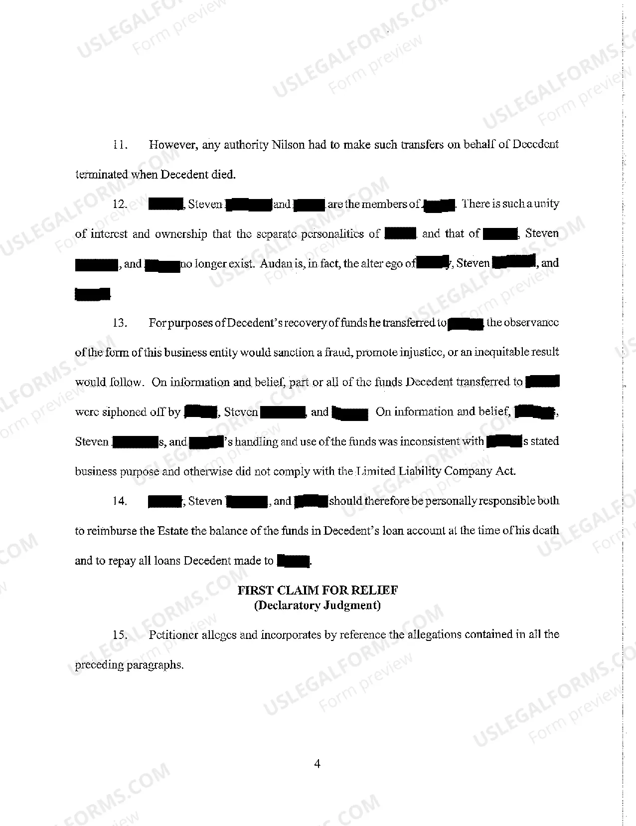 Preview A18 Petition for Recovery of Estate Assets and for Declaratory Judgment Related to Another Defendant