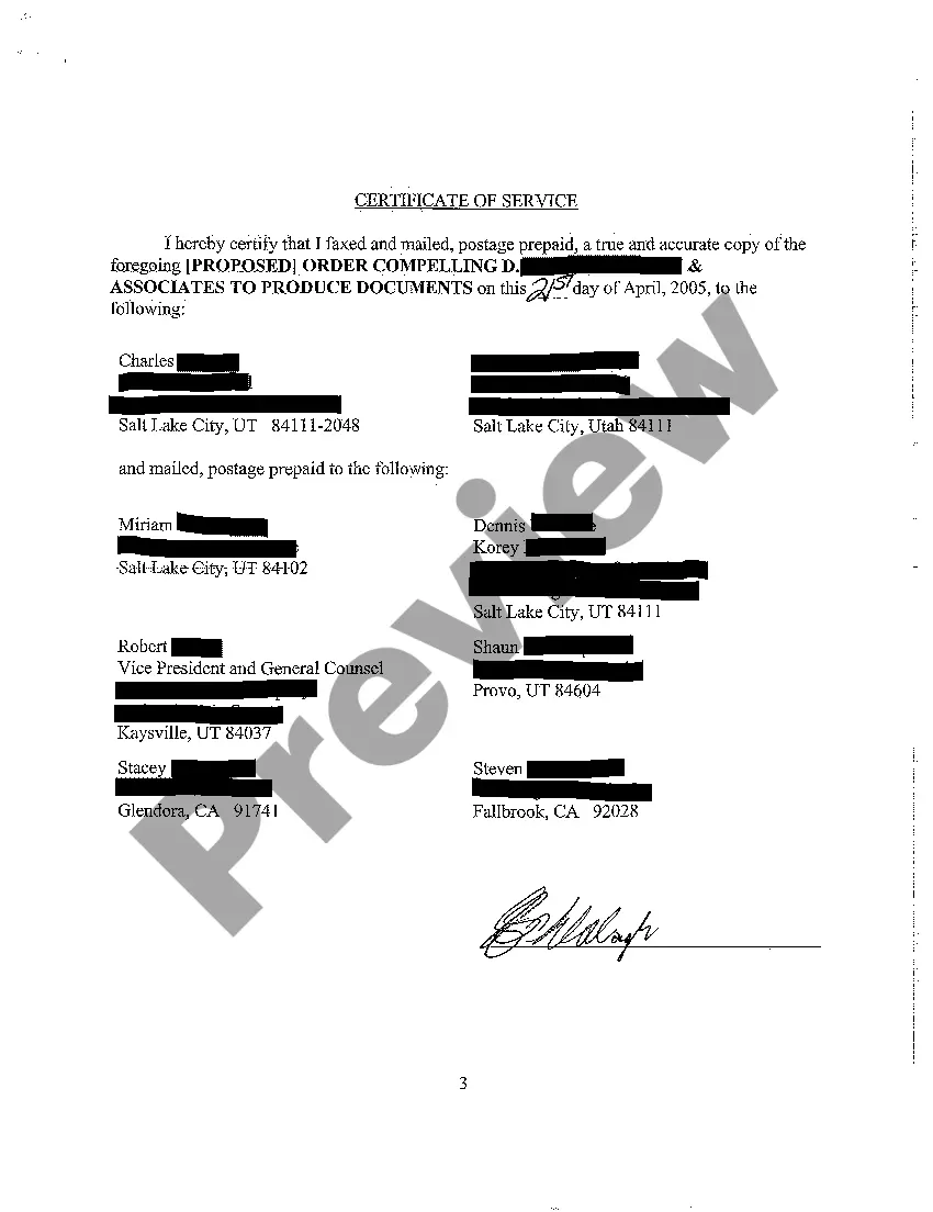 Preview A27 Proposed Order Compelling Attorney's for Deceased to Produce Documents