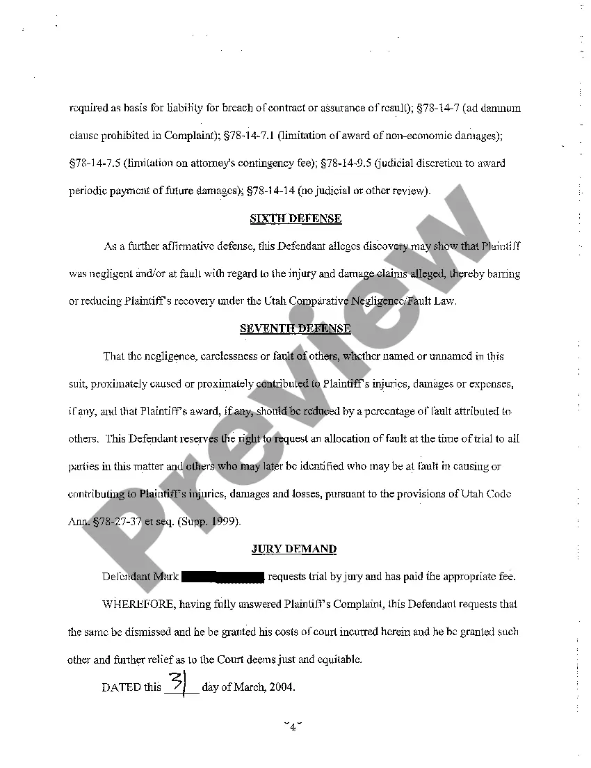 Preview A02 Answer to Complaint on Behalf of Defendant Physician