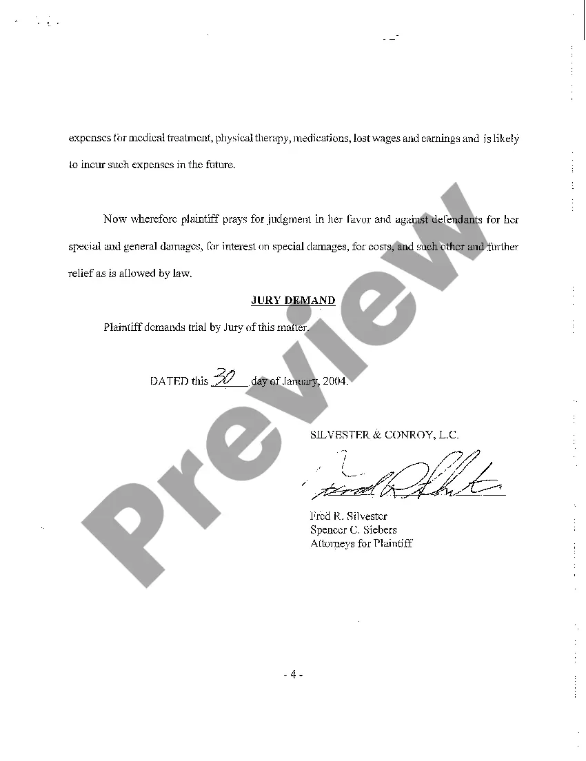 Preview A01 Complaint and Demand for Jury Trial for Medical Malpractice