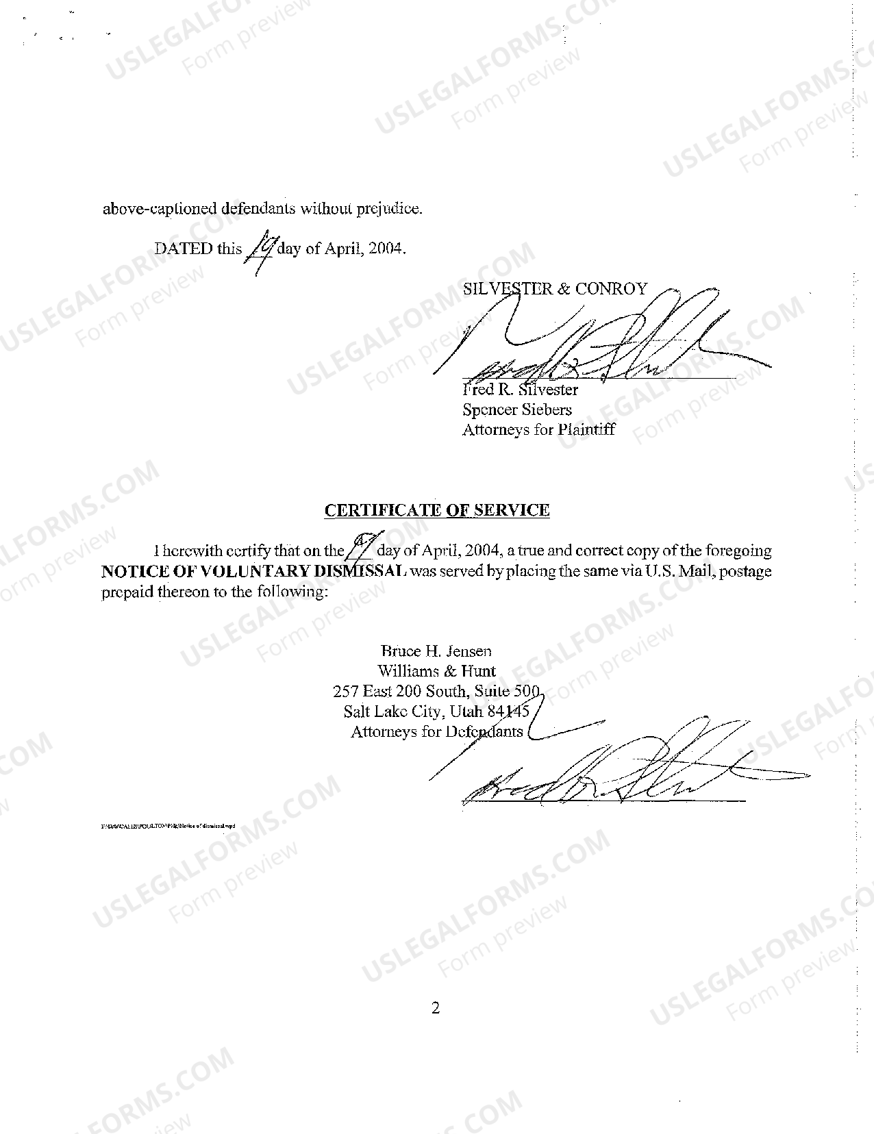 Utah Notice of Voluntary Dismissal Notice Of Voluntary Dismissal