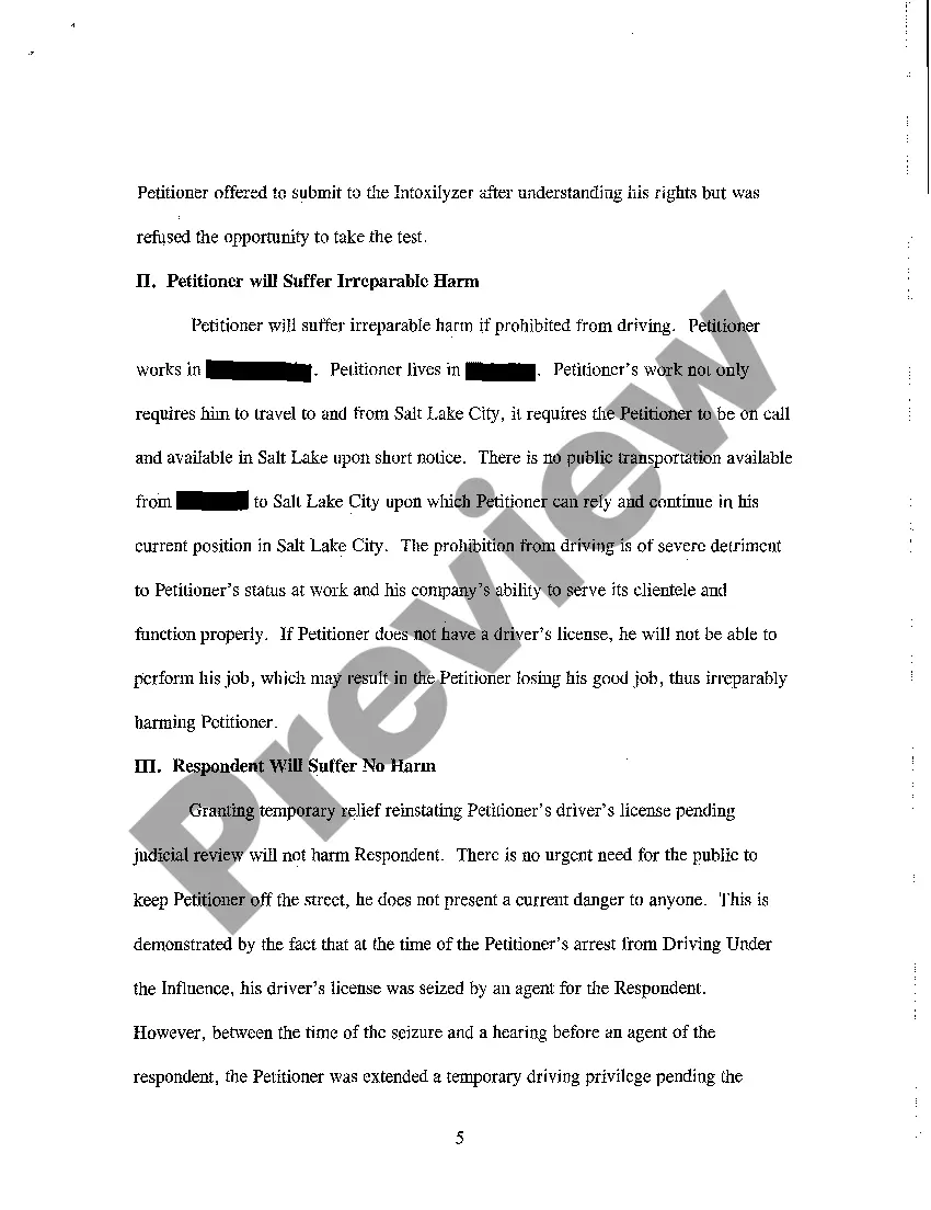 Preview A05 Memorandum in Support of Motion to Reinstate Driving Privileges Pending Judicial Review