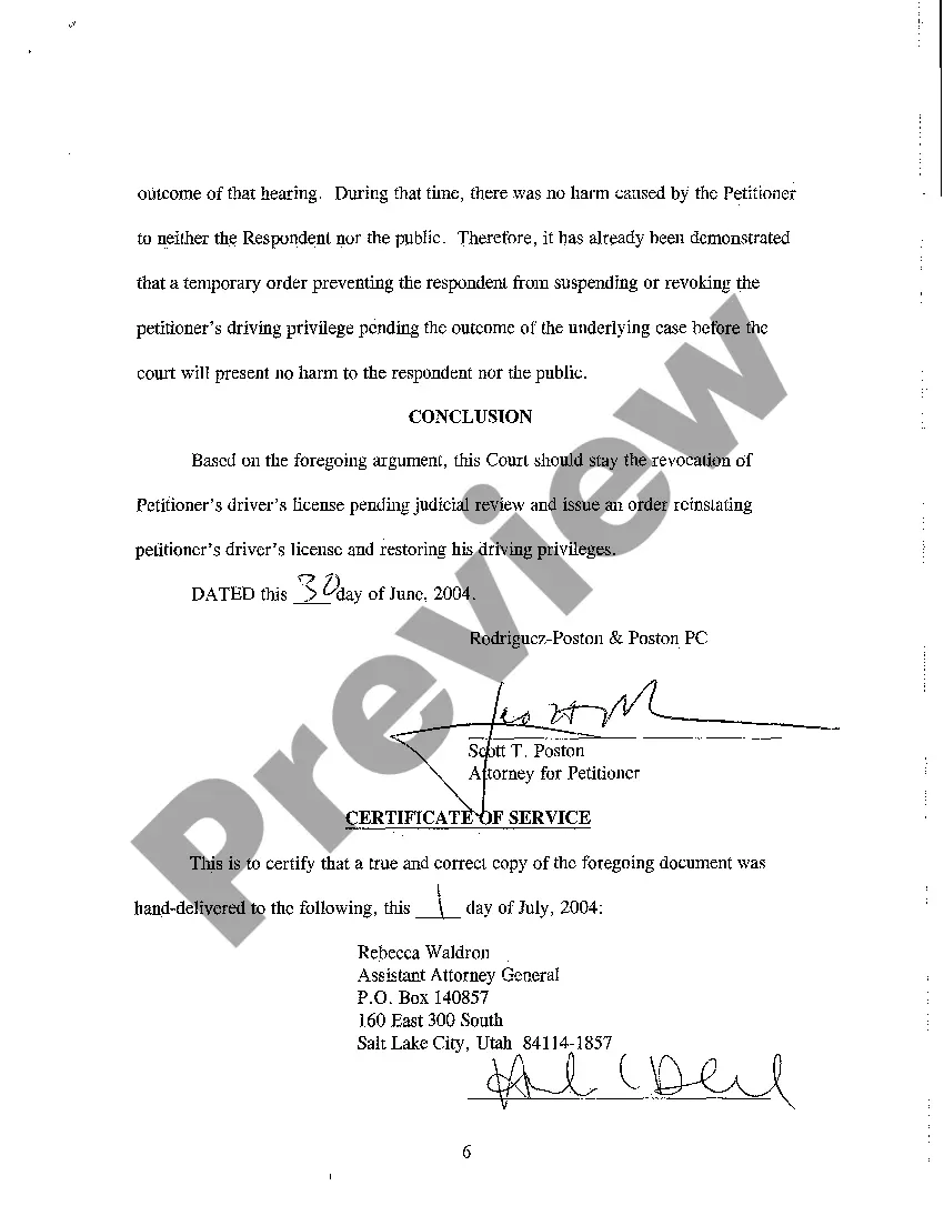 Preview A05 Memorandum in Support of Motion to Reinstate Driving Privileges Pending Judicial Review