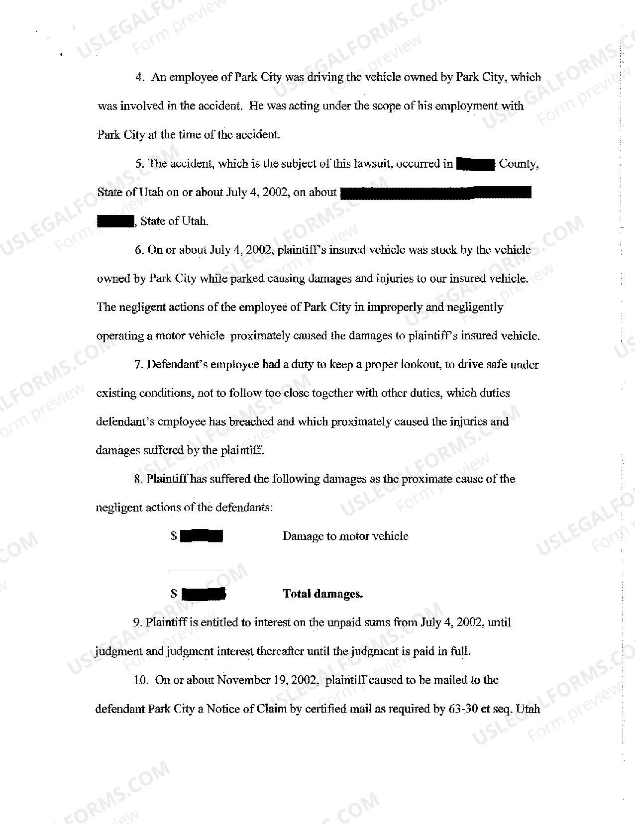 Preview A08 Amended Complaint - Defendant's Employee Acting in the Scope of Employment Negligently Operated Motor Vehicle Resulting in Property Damage