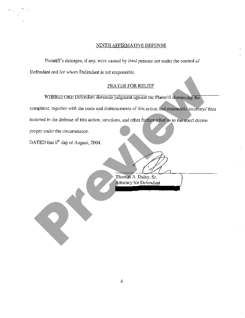 Preview A09 Answer of Defendant