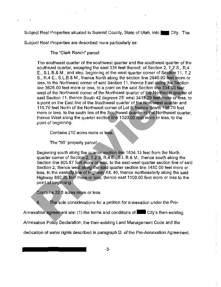 Preview A01 Complaint - Failure to Uphold Pre-Annexation Agreement Causing Hardship in the Subsequent Sale of Property