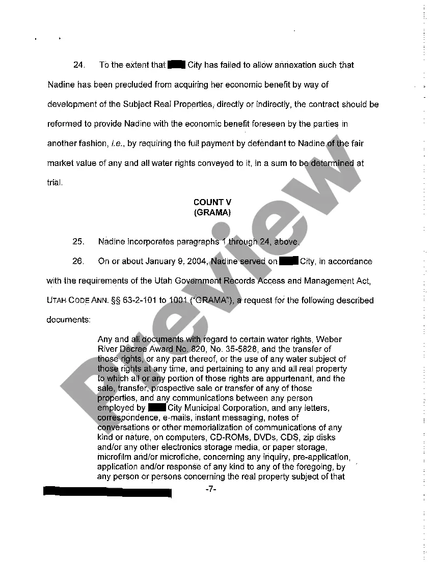 Preview A01 Complaint - Failure to Uphold Pre-Annexation Agreement Causing Hardship in the Subsequent Sale of Property